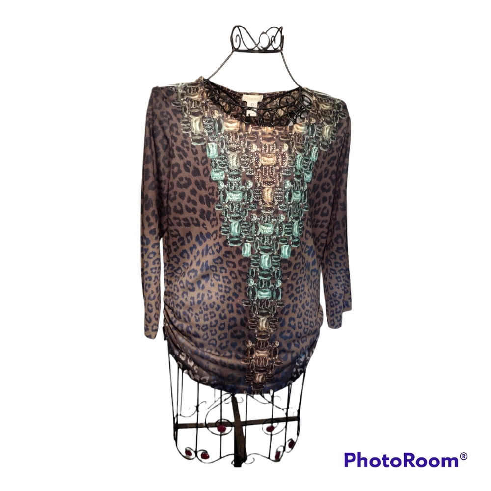 Chico's Leopard Rhinestone Top Size 0 - Picture 7 of 8